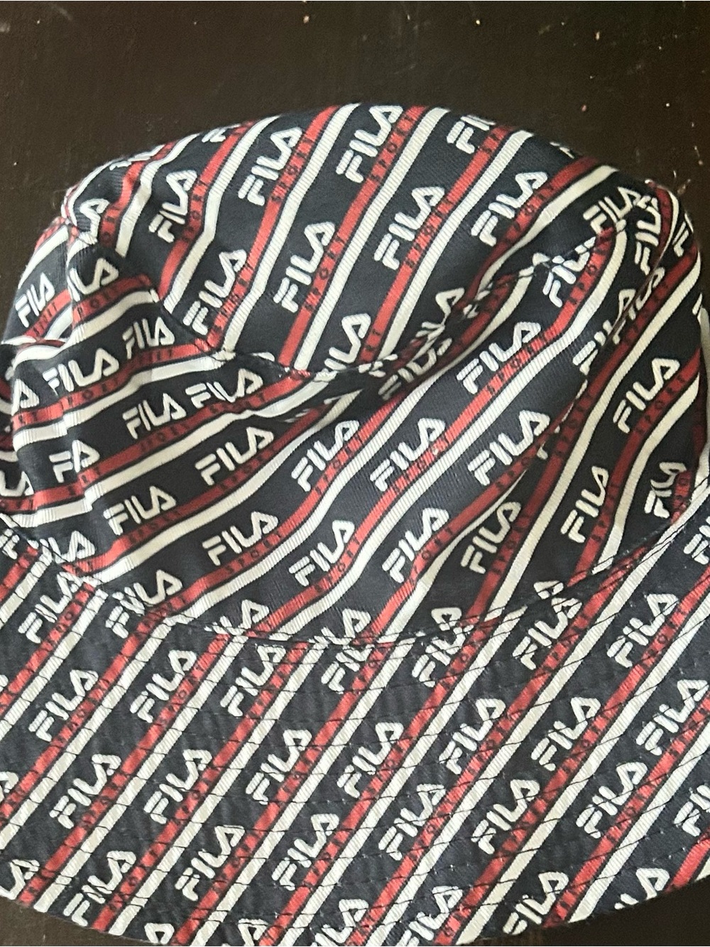 Fila Navy Red White Logo-Striped Bucket Hat